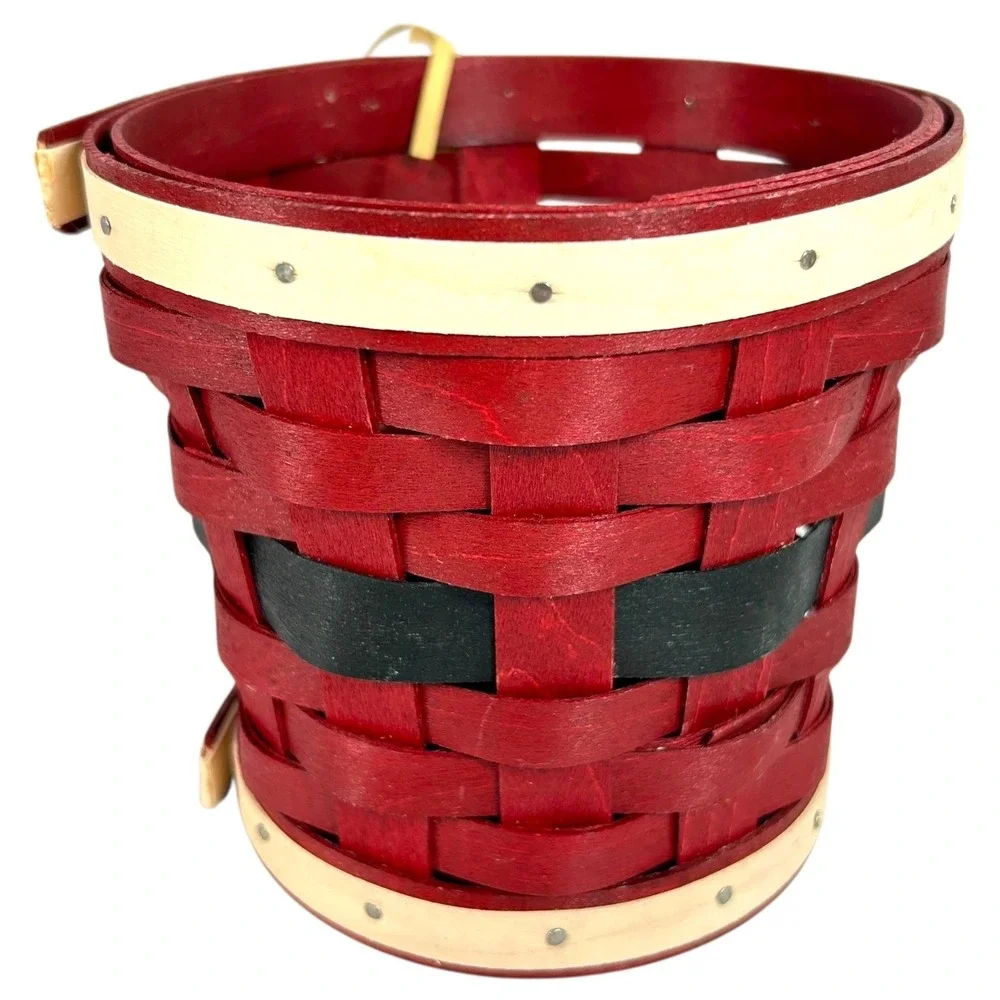Longaberger SANTA BELLY BABY Basket 2015 with Tag Red Black White